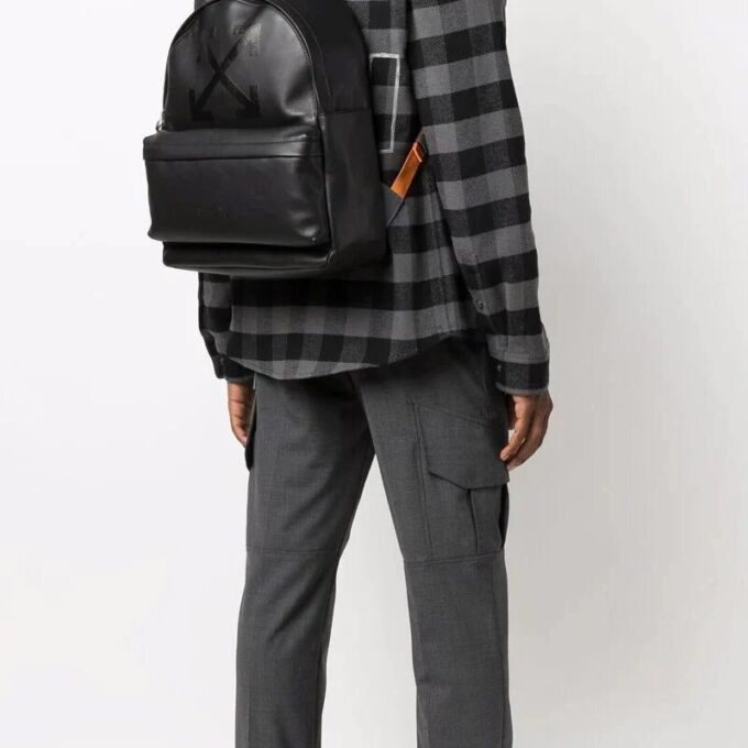 Off-White Erkek Siyah Deri Sırt Çantası