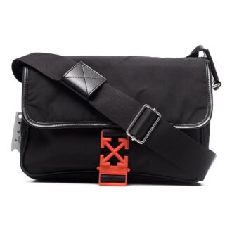 Off-White Erkek Toka Omuz Çantası Messenger Çanta Siyah