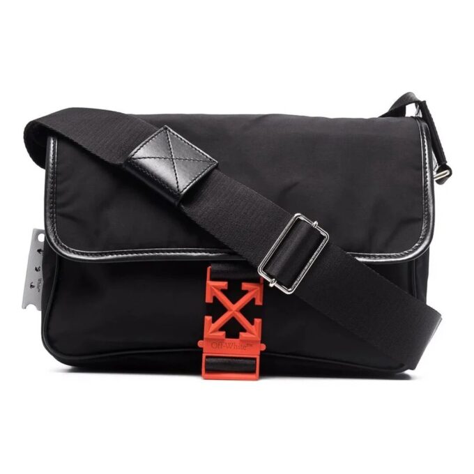 Off-White Erkek Toka Omuz Çantası Messenger Çanta Siyah